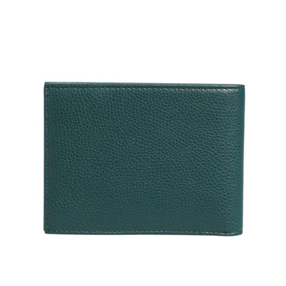 Dolce & Gabbana Green Leather DG Logo Plaque Bifold Men Card Holder Wallet
