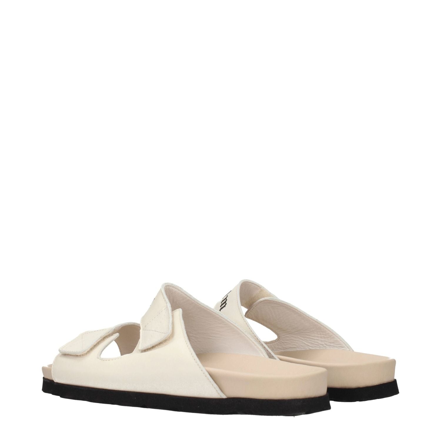 Palm Angels Beige Leather Slippers