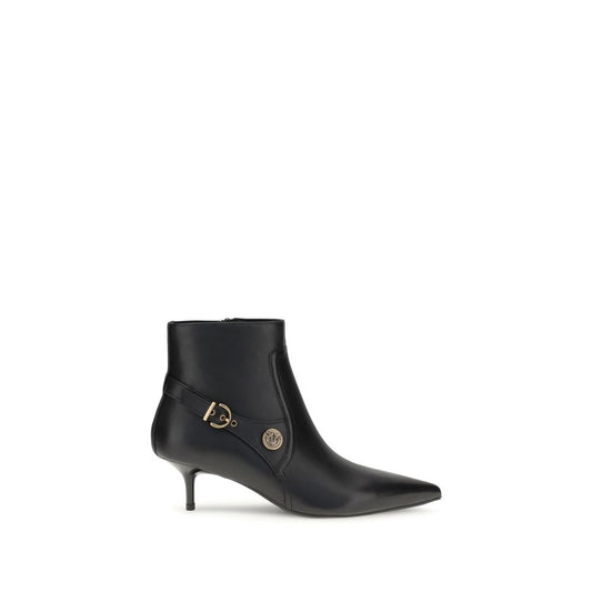 PINKO Black Calf Leather Bos Taurus Ankle Boots
