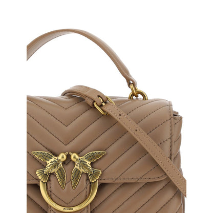 PINKO Brown Calf Leather Bos Taurus Handbag
