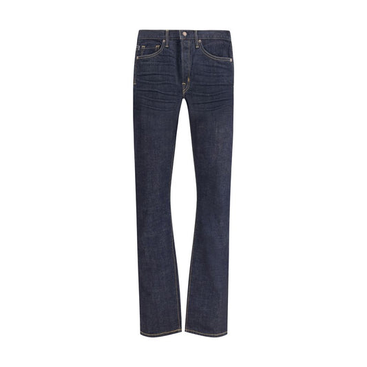 Tom Ford Blue Cotton Straight-Leg Jeans