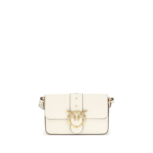 PINKO White Calf Leather Bos Taurus Shoulder Bag