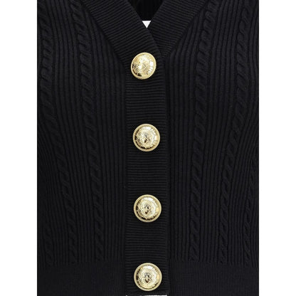 Balmain Black Viscose Cardigan
