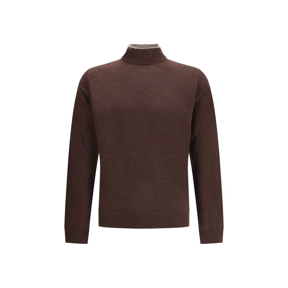 Cruna Brown Wool Turtleneck