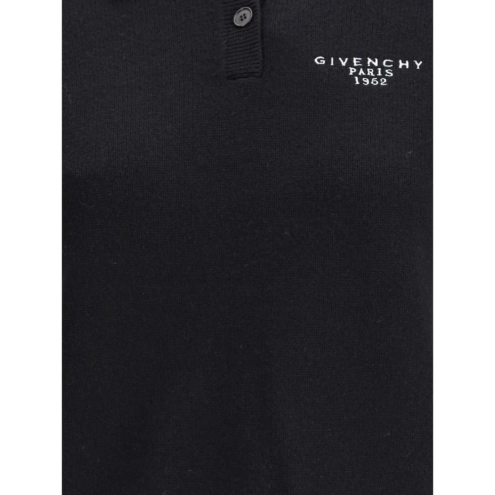 Givenchy Black Wool Polo Shirt