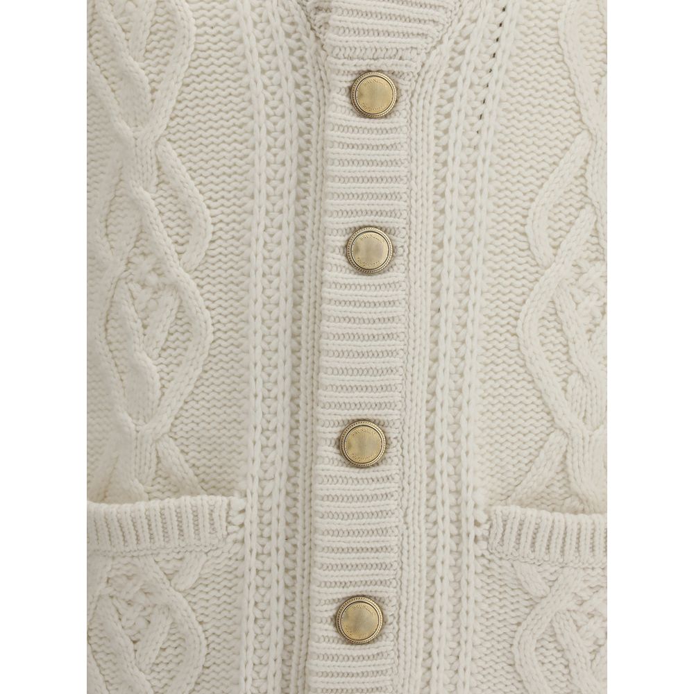 Brunello Cucinelli White Cashmere Cardigan