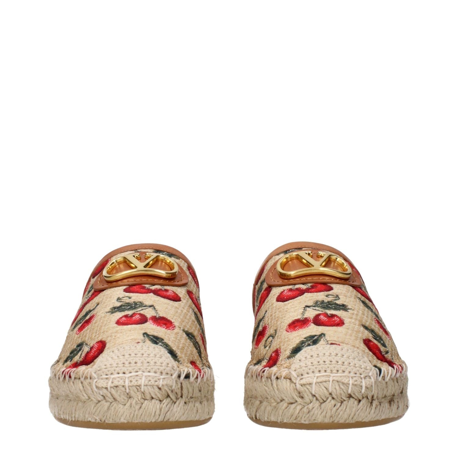 Valentino Garavani Beige Raffia Slippers