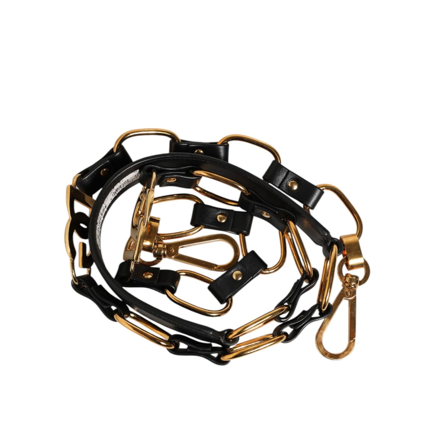 Dolce & Gabbana Black Leather Gold Chain Bag Accessory Shoulder Strap