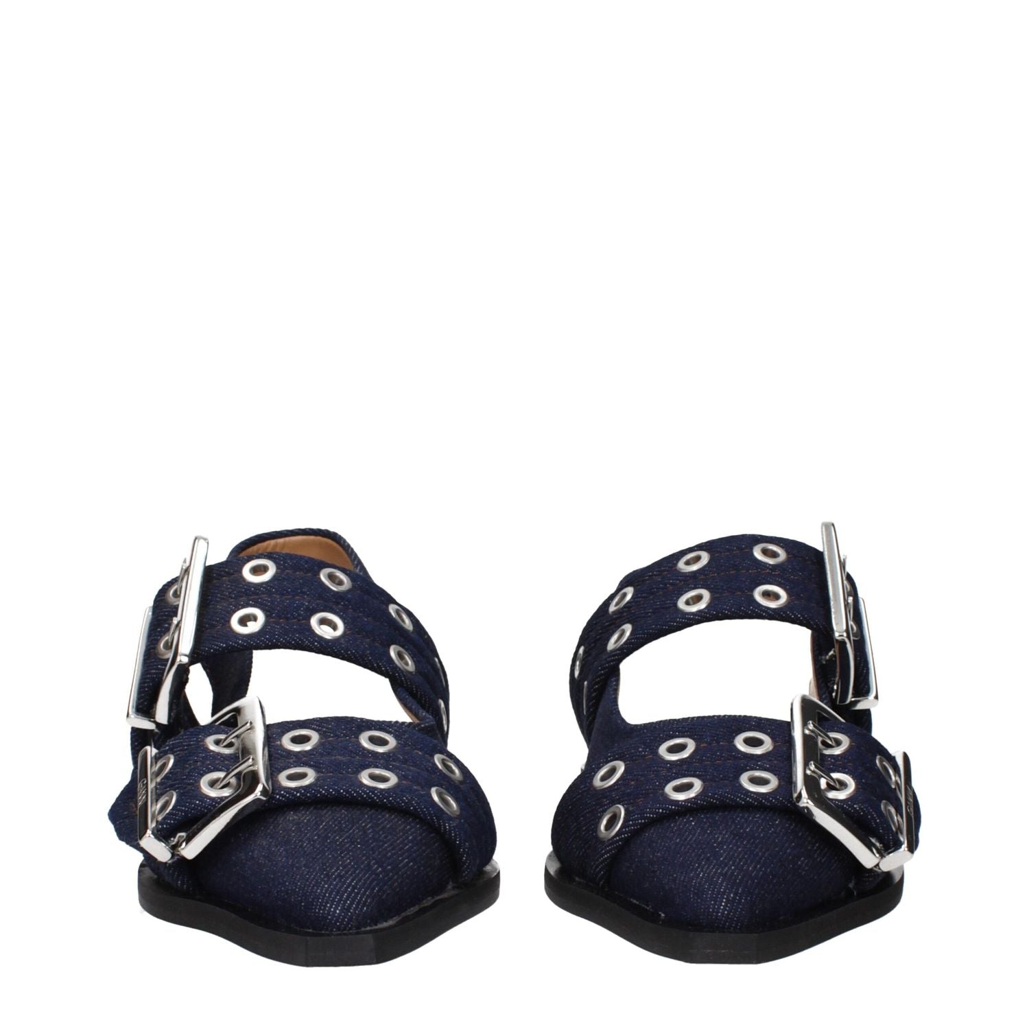 Ganni Blue Fabric Flat Sandals