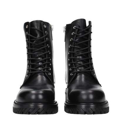Off-White Black Leather Ankle Boots