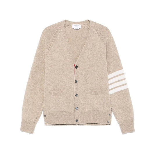 Thom Browne Shetland Wool 4-Bar Relaxed Fit V Neck Cardigan