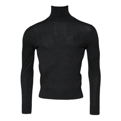 Dolce & Gabbana Black Wool Turtle Neck Men Pullover Sweater
