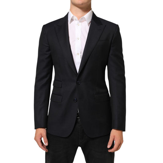 Dolce & Gabbana Black Wool NAPOLI 2 Button Men Suit Blazer