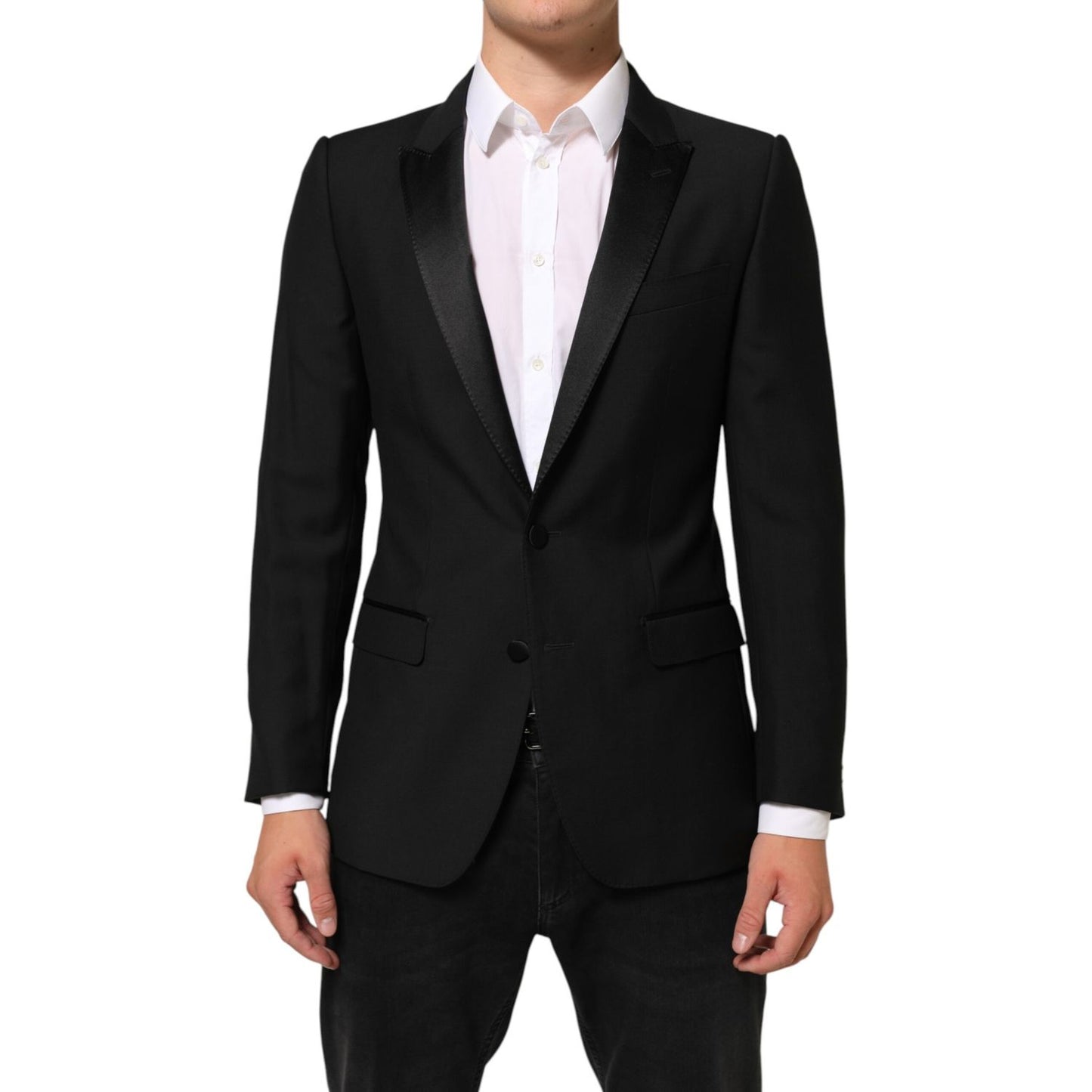 Dolce & Gabbana Black Wool MARTINI 2 Button Men Suit Blazer