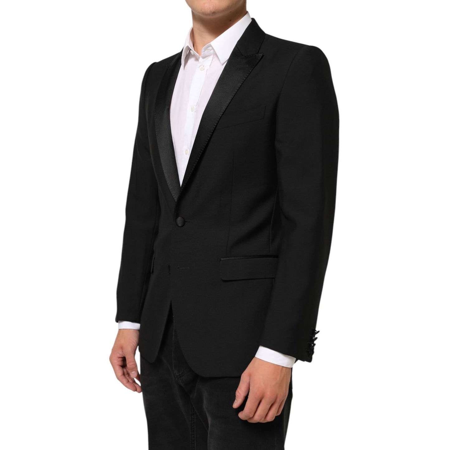 Dolce & Gabbana Black Wool MARTINI 2 Button Men Suit Blazer