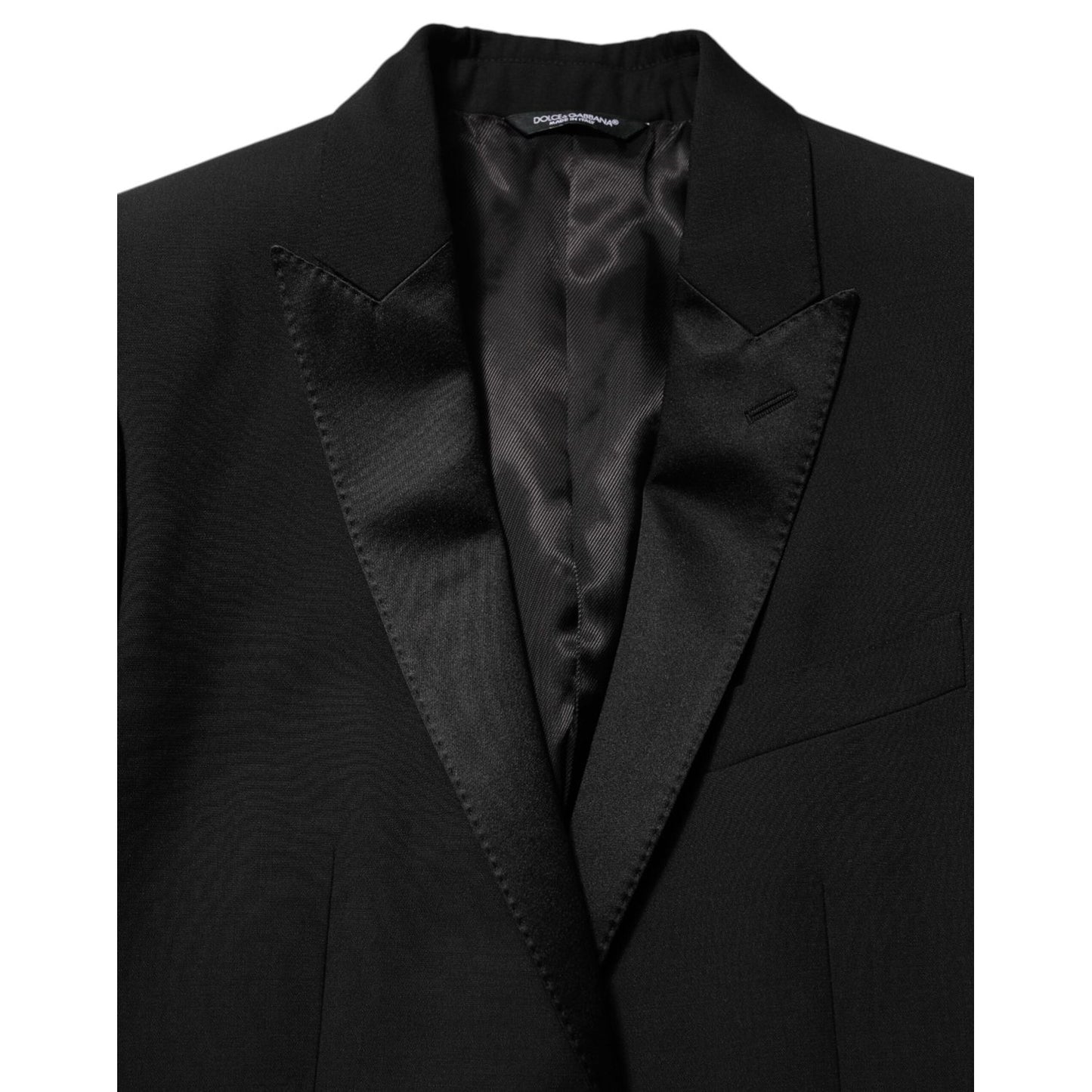 Dolce & Gabbana Black Wool MARTINI 2 Button Men Suit Blazer