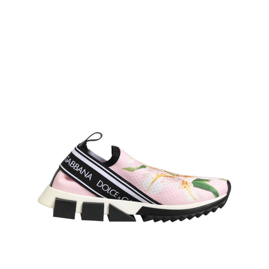 Dolce & Gabbana Pink Floral Sorrento Low Top Sneakers Shoes