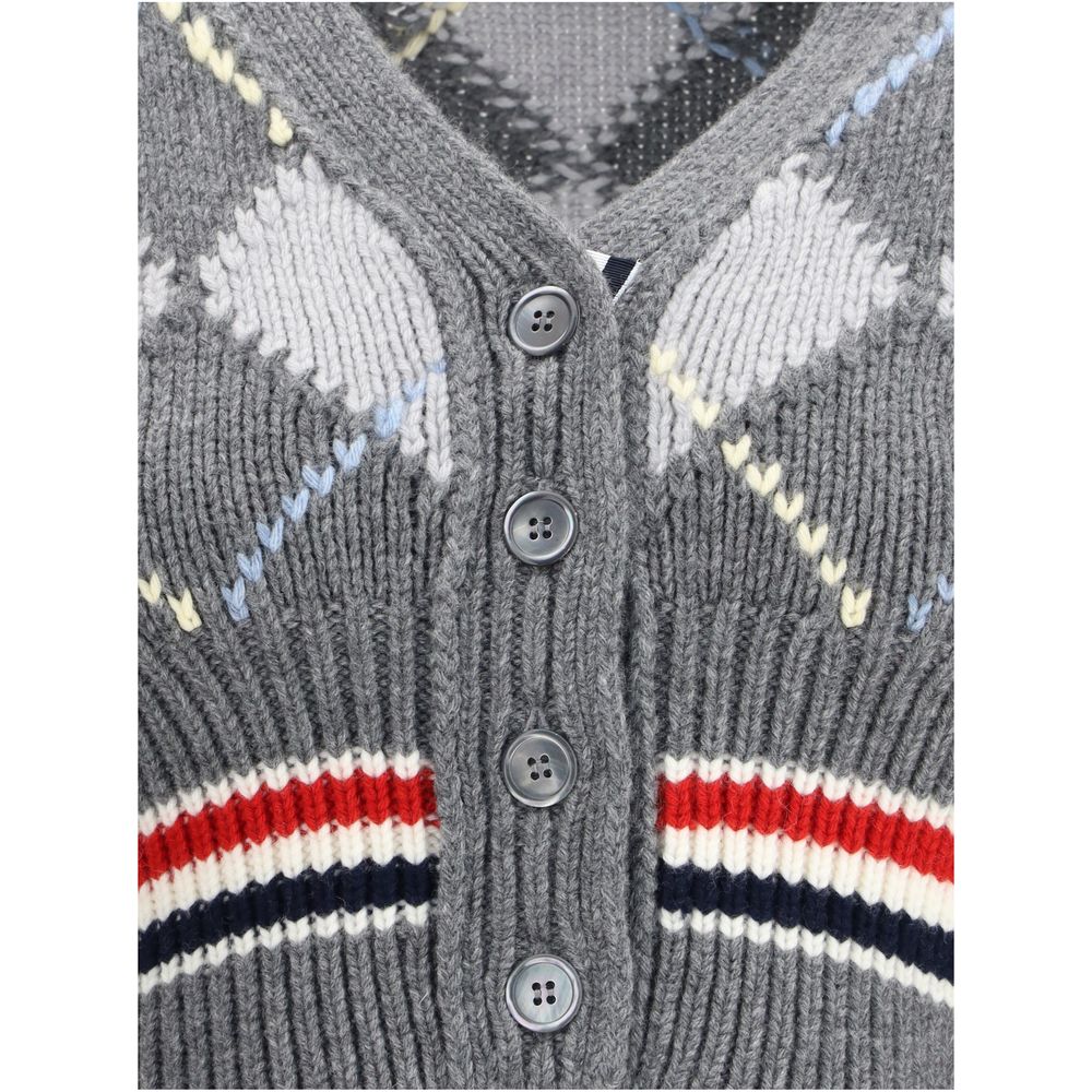Thom Browne Gray Fleece Wool Cardigan