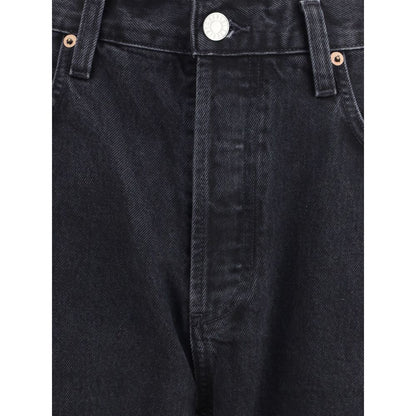Agolde Black Cotton Straight-Leg Jeans