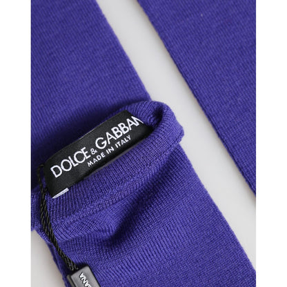 Dolce & Gabbana Violet Wool Fingerless Elbow Length Mitten Gloves