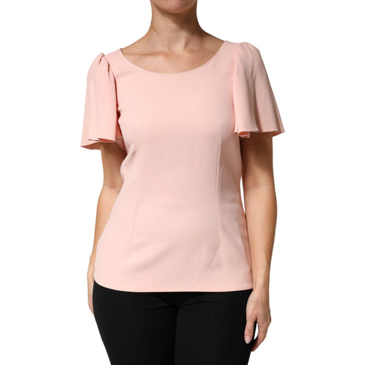 Dolce & Gabbana Pink Short Sleeves Round Neck Blouse Top