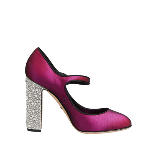 Dolce & Gabbana Pink Strass Mary Janes Heels Pumps Shoes