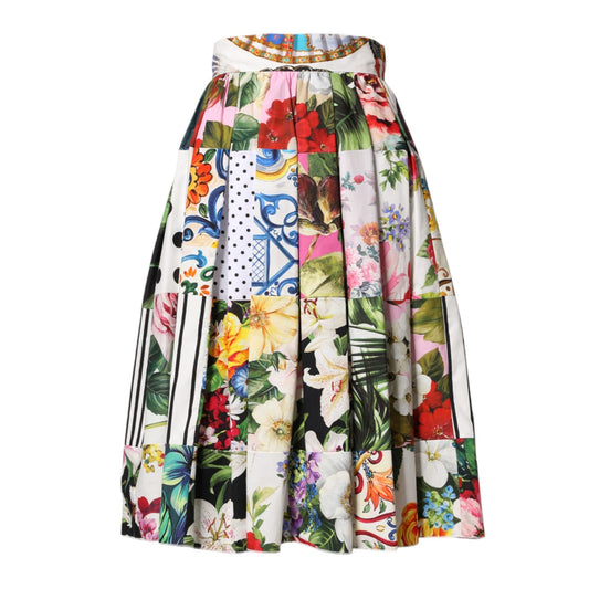 Dolce & Gabbana Multicolor Patchwork High Waist Midi Skirt