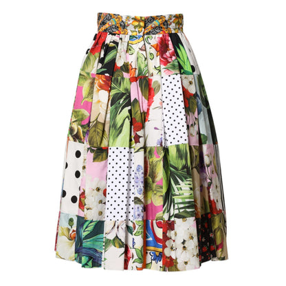 Dolce & Gabbana Multicolor Patchwork High Waist Midi Skirt