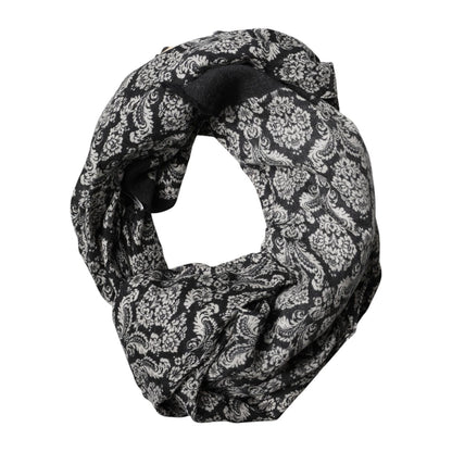Dolce & Gabbana Black White Damask Patterned Lace Men Scarf