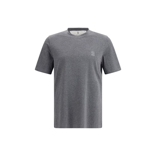 Brunello Cucinelli Gray Cotton T-Shirt 1728,72470364320,Brunello Cucinelli,Clothing,Gray,Men,New with tags,S,T-Shirts - Clothing,XS