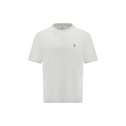 Brunello Cucinelli White Cotton T-Shirt 1728,72470364320,Brunello Cucinelli,Clothing,L,M,Men,New with tags,S,T-Shirts - Clothing,White,XS