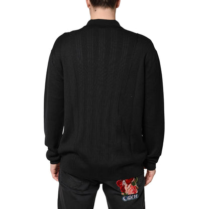 Dolce & Gabbana Black Crest Long Sleeve Men Pullover Sweater