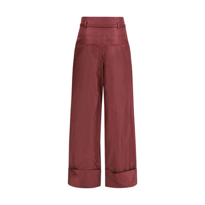 Fendi Bordeaux Silk Casual Pants