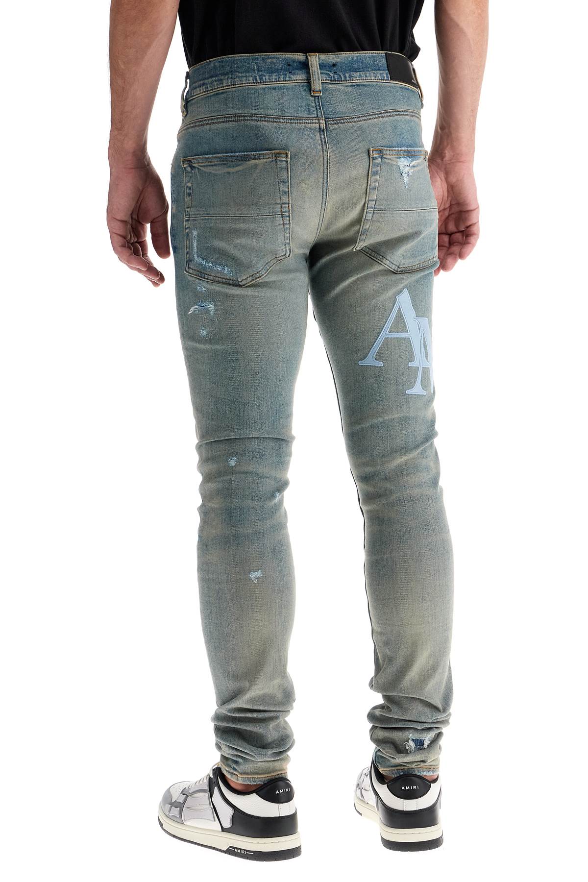 Amiri leather logo jeans with eight words Jeans Amiri