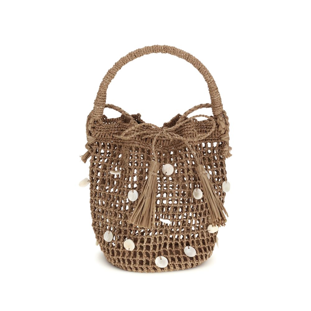 Alanui Brown Raffia Backet Bag 1728,72470364320,Alanui,Bags,Brown,Bucket Bags - Bags,New with tags,Women