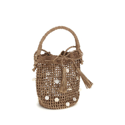 Alanui Brown Raffia Backet Bag 1728,72470364320,Alanui,Bags,Brown,Bucket Bags - Bags,New with tags,Women