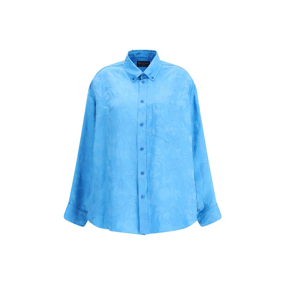 Balenciaga Blue Viscose Pattern Shirt Balenciaga