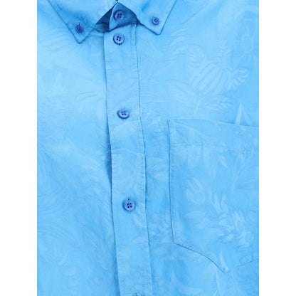 Balenciaga Blue Viscose Pattern Shirt Balenciaga