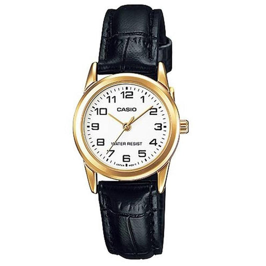CASIO COLLECTION Mod. LADY 3H GOLD. LEATHER - WHITE