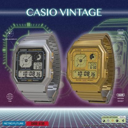 CASIO EU WATCHES Mod. A130WE-1AEF READY STOCKED WATCHES,Unisex,Wristwatch