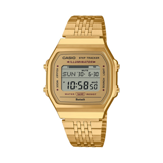 CASIO VINTAGE Mod. BLUETOOTH® SMARTPHONE LINK - GOLD - built-in accelerometer senses body movements + steps counter