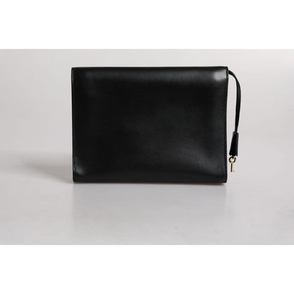 Dolce & Gabbana Black Leather Logo Plaque Document Briefcase Bag