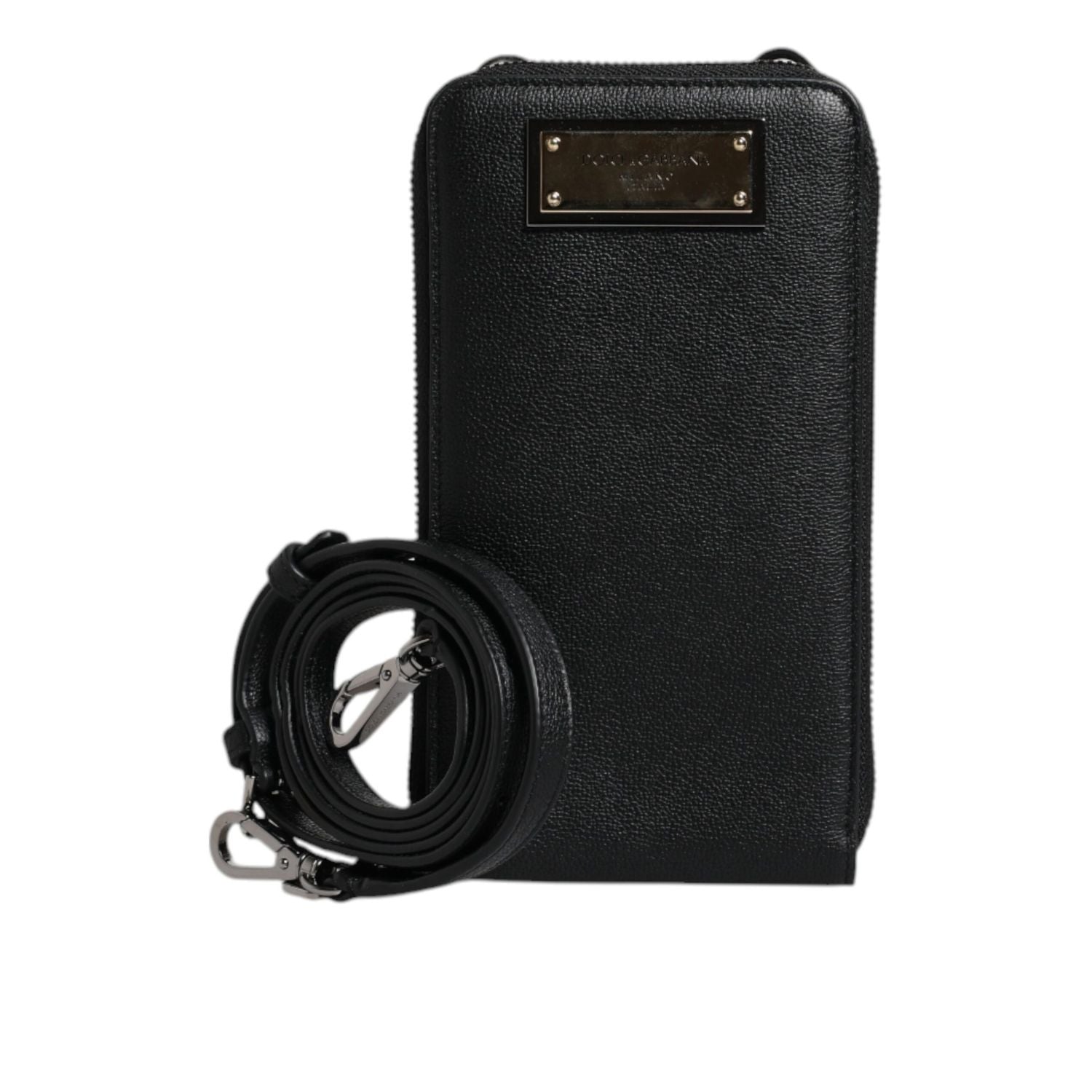 Dolce & Gabbana Black Leather Purse Crossbody Sling Phone Bag