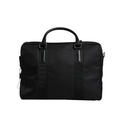 Dolce & Gabbana Black Logo Plaque Double Handle Messenger Bag