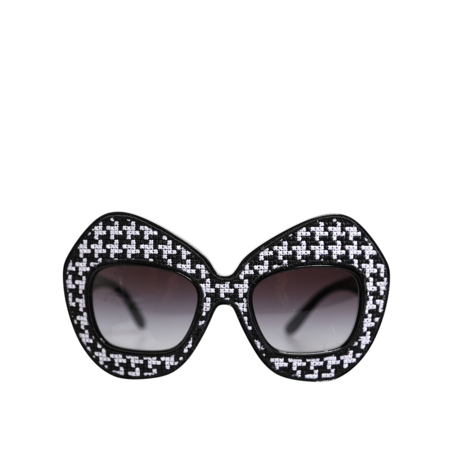 Dolce & Gabbana Black White PIED DE POULE Print Oversized Shades Sunglasses