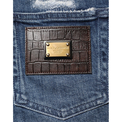 Dolce & Gabbana Blue Distressed Washed Logo GRACE Denim Jeans