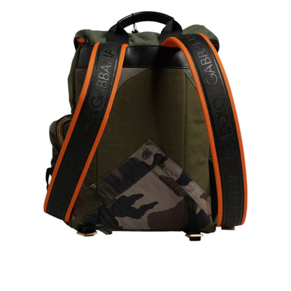 Dolce & Gabbana Green Patchwork Travel Backpack Military Bag