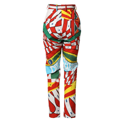 Dolce & Gabbana Multicolor Geometric Pattern Straight Pants