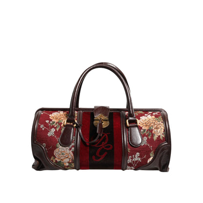 Dolce & Gabbana Multicolor Leather Jacquard Velvet Travel Duffle Bag