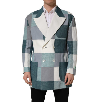 Dolce & Gabbana Multicolor Patchwork Linen Double Breasted Jacket